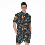 Chinese Dragon And Flower Pattern Print Men's Rompers