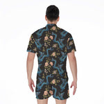 Chinese Dragon And Flower Pattern Print Men's Rompers