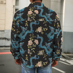 Chinese Dragon And Flower Pattern Print Men's Shirt Jacket