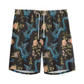 Chinese Dragon And Flower Pattern Print Men's Athletic Shorts
