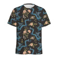 Chinese Dragon And Flower Pattern Print Men's Athletic T-Shirt