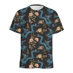 Chinese Dragon And Flower Pattern Print Men's Sports T-Shirt