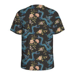 Chinese Dragon And Flower Pattern Print Men's Sports T-Shirt