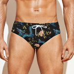Chinese Dragon And Flower Pattern Print Men's Swim Briefs