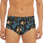 Chinese Dragon And Flower Pattern Print Men's Triangle Swim Briefs