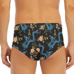 Chinese Dragon And Flower Pattern Print Men's Triangle Swim Briefs