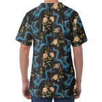 Chinese Dragon And Flower Pattern Print Men's Velvet T-Shirt