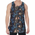 Chinese Dragon And Flower Pattern Print Men's Velvet Tank Top