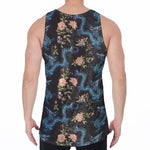 Chinese Dragon And Flower Pattern Print Men's Velvet Tank Top