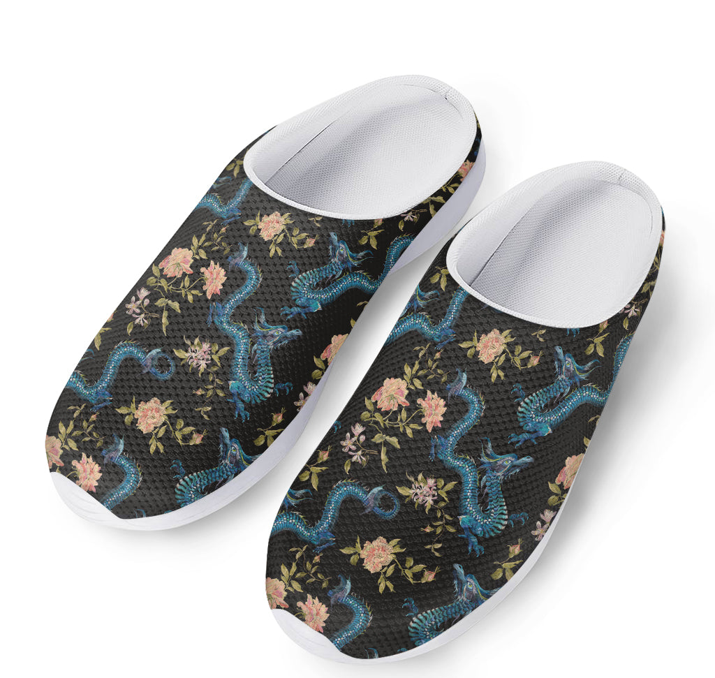 Chinese Dragon And Flower Pattern Print Mesh Casual Shoes