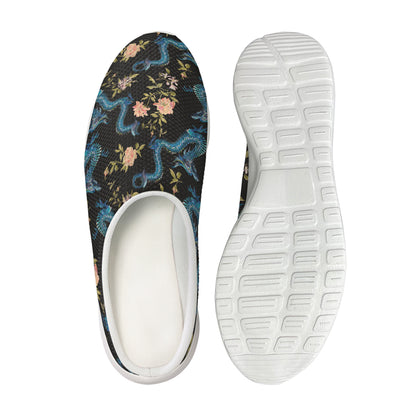 Chinese Dragon And Flower Pattern Print Mesh Casual Shoes