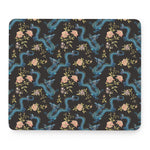 Chinese Dragon And Flower Pattern Print Mouse Pad