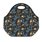 Chinese Dragon And Flower Pattern Print Neoprene Lunch Bag