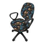 Chinese Dragon And Flower Pattern Print Office Chair Cover