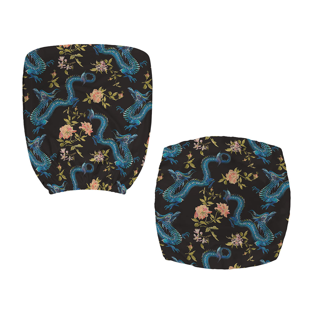 Chinese Dragon And Flower Pattern Print Office Chair Cover