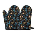 Chinese Dragon And Flower Pattern Print Oven Mitts