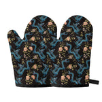 Chinese Dragon And Flower Pattern Print Oven Mitts
