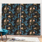 Chinese Dragon And Flower Pattern Print Pencil Pleat Curtains