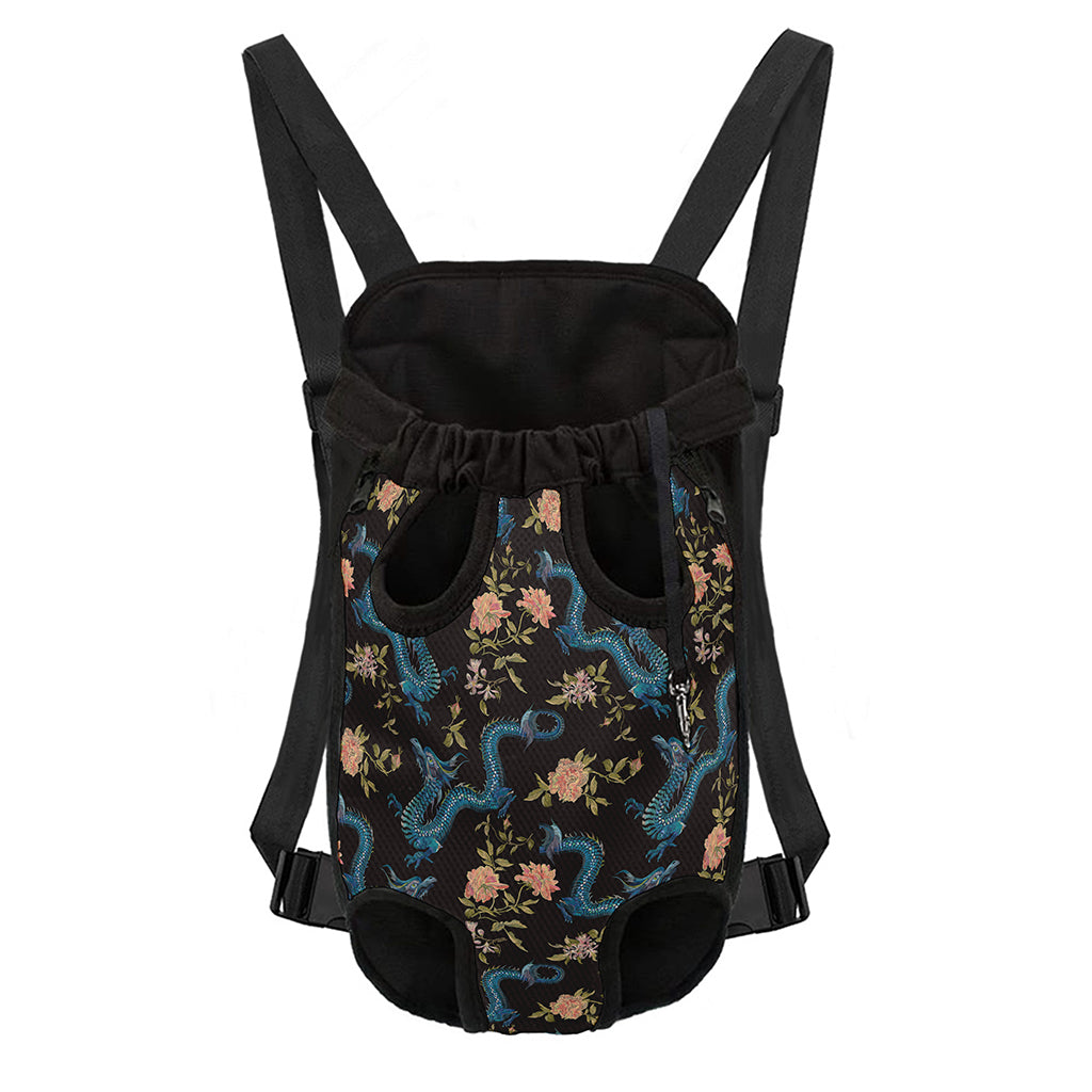 Chinese Dragon And Flower Pattern Print Pet Carrier Backpack