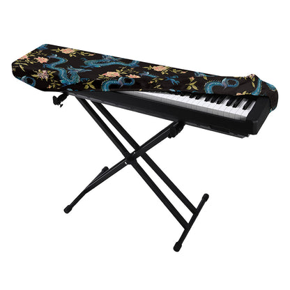 Chinese Dragon And Flower Pattern Print Piano Keyboard Cover