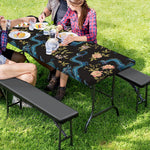 Chinese Dragon And Flower Pattern Print Picnic Table Cover