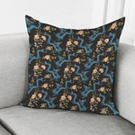 Chinese Dragon And Flower Pattern Print Pillow Cover