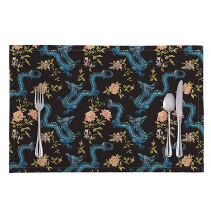 Chinese Dragon And Flower Pattern Print Placemat