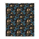 Chinese Dragon And Flower Pattern Print Polyester Shower Curtain