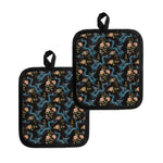 Chinese Dragon And Flower Pattern Print Pot Holders