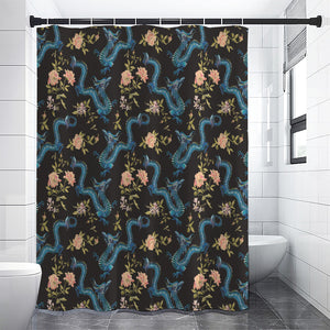 Chinese Dragon And Flower Pattern Print Premium Shower Curtain