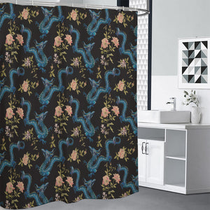 Chinese Dragon And Flower Pattern Print Premium Shower Curtain