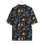 Chinese Dragon And Flower Pattern Print Rayon Hawaiian Shirt
