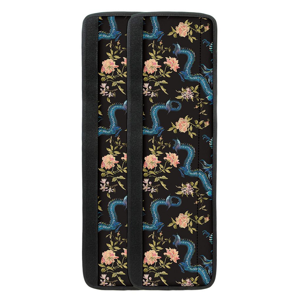 Chinese Dragon And Flower Pattern Print Refrigerator Handle Covers