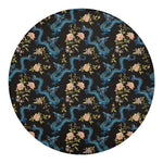Chinese Dragon And Flower Pattern Print Round Blanket