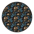 Chinese Dragon And Flower Pattern Print Round Floor Mat