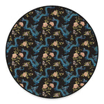 Chinese Dragon And Flower Pattern Print Round Floor Mat