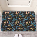 Chinese Dragon And Flower Pattern Print Rubber Doormat