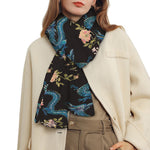 Chinese Dragon And Flower Pattern Print Scarf