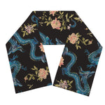 Chinese Dragon And Flower Pattern Print Scarf