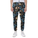 Chinese Dragon And Flower Pattern Print Scuba Joggers