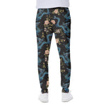 Chinese Dragon And Flower Pattern Print Scuba Joggers