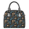 Chinese Dragon And Flower Pattern Print Shoulder Handbag