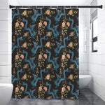 Chinese Dragon And Flower Pattern Print Shower Curtain