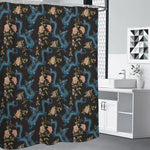 Chinese Dragon And Flower Pattern Print Shower Curtain