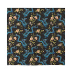Chinese Dragon And Flower Pattern Print Silk Bandana
