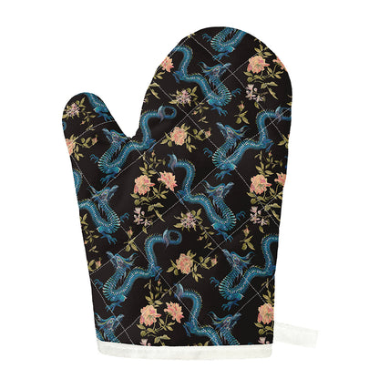 Chinese Dragon And Flower Pattern Print Single Oven Mitt