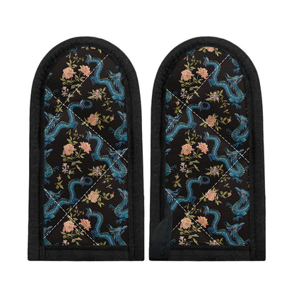 Chinese Dragon And Flower Pattern Print Skillet Handle Cover
