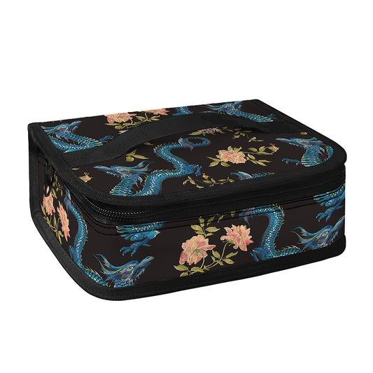 Chinese Dragon And Flower Pattern Print Small Lunch Bag