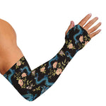 Chinese Dragon And Flower Pattern Print Sun Protection Arm Sleeves