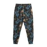 Chinese Dragon And Flower Pattern Print Sweatpants